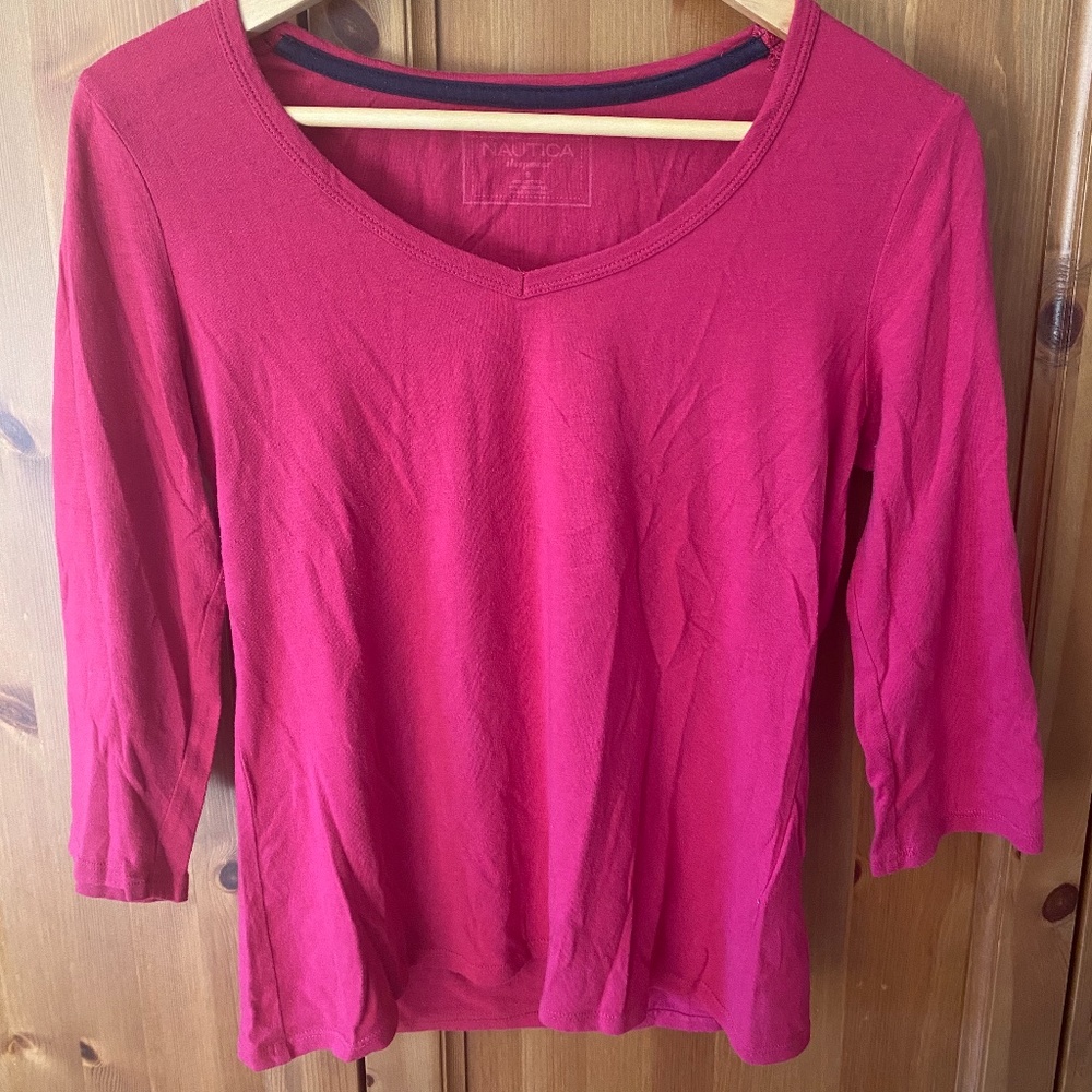 Pink mid-sleeve pyjama shirt